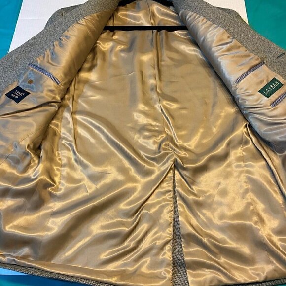 Lauren Ralph Lauren Sport Coat 44R Grey Herringbone 3 Button Lambswool‎ Formal - Picture 8 of 10